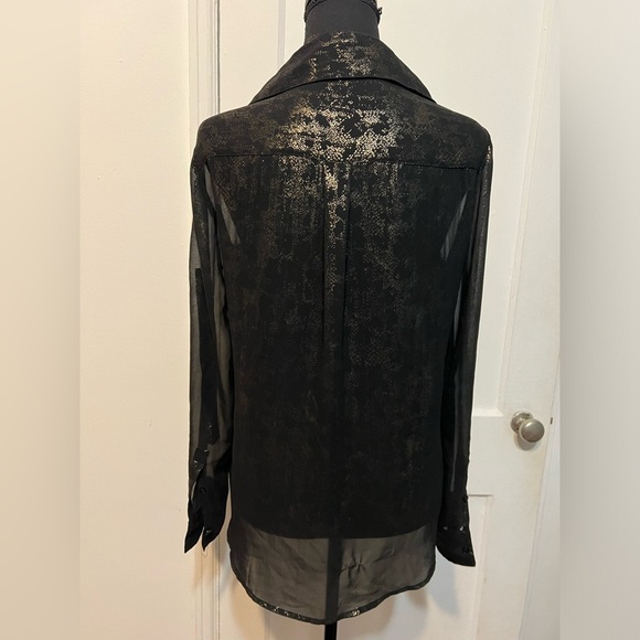 #305 Sheerish black and gold button up - Picture 3 of 13